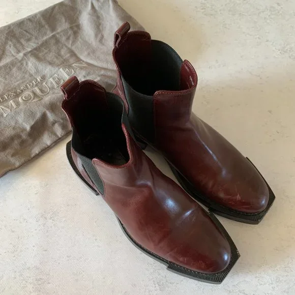 Alexander McQueen Burgundy Square Sole Chelsea boots Us 6 36 - Picture 5 of 7